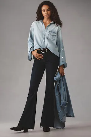 Mother Weekender Fray Mid-Rise Flare Jeans