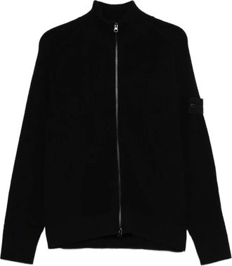 Stone Island Compass-badge zip-up cardigan - Black