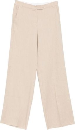 Marella Linnen Broek - Dames - Wijde Broeken - Beige - XS - Linnen - Broeken