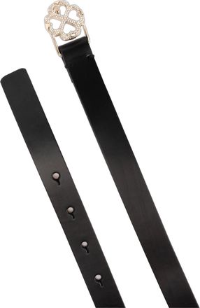 Kate Spade New York Womens Flower Logo Buckle Leather Belt Black