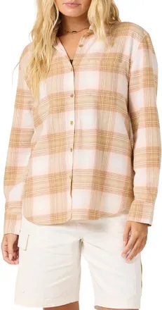 O'Neill Logan Plaid Flannel Shirt in Peach Light at Nordstrom, Size Xx-Large