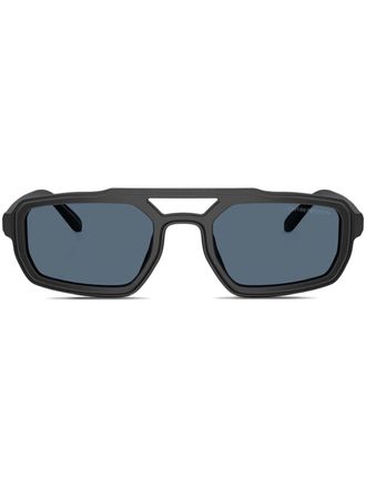 Emporio Armani Zonnebril met mat rechthoekig montuur - Zwart