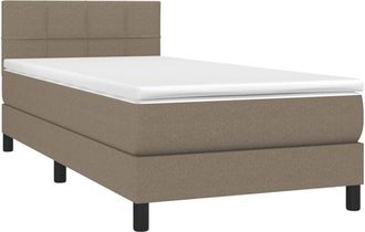 vidaXL Cama Box Spring Colch&oacute;n Y Luces Led Gris Taupe 80x200 Cm Vidaxl
