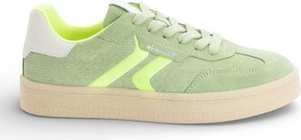 Tamaris Tamaris dames sneakers van groen leer met neonstrepen