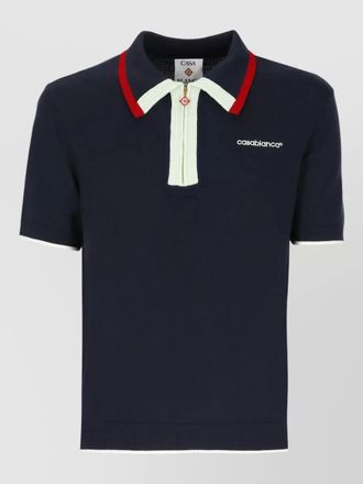 Casablanca short sleeve wool polo contrasting collar