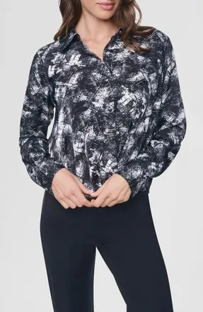 DKNY Print Twist Front Shirt in Refracted Lights at Nordstrom, Size X-Small