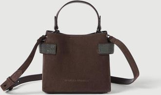 Brunello Cucinelli Essence small top-handle bag in suede with precious bands in Pine Cone Brown at Nordstrom