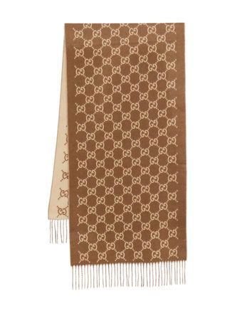Gucci GG Supreme-pattern scarf - unisex - Cashmere - One Size - Brown