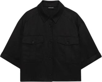 Anine Bing Edith Shirt - Dames - Overhemden - Zwart - S - Linnen - Overhemden