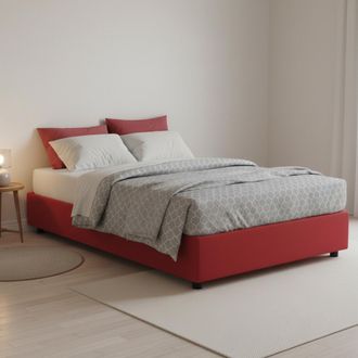 Dmora Dmora - Cama De Plaza Y Media Dbamb, Cama Contenedor Con Revestimiento De Tela, 100% Made In Italy, Apertura Frontal, Con Colch&oacute;n Cm 120x190 Incluido,