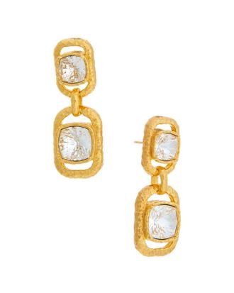 Oscar De La Renta Rectangle Crystal Double Drop Earrings