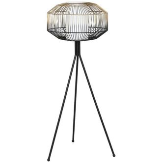 DKD Home Decor L&aacute;mpara De Pie Dkd Home Decor Negro Dorado Hierro 50 W 220 V 39 X 39 X 103 Cm
