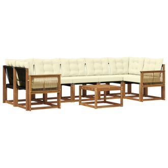 vidaXL Conjunto De Sof&aacute;s De Exterior Con Coj&iacute;n 8 Pcs Natural Y Crema Vidaxl
