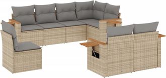 vidaXL Juego De Sof&aacute;s De Jard&iacute;n Con Cojines Beige 8 Pzas Rat&aacute;n Pe Vidaxl