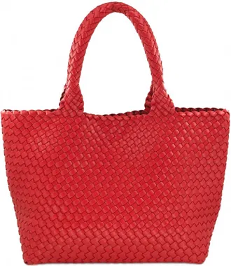 Melissa Masse Womens Braided Tote Bag In Red
