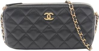 Chanel Pre-owned Vintage Cross Body Bag - Dames - Vintage Schoudertas - Zwart - ONE Size - Leer - Vintage