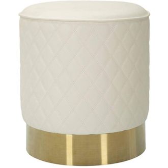 Dmora Pouf Erro, Poltrona multiuso, Scendiletto, Pouf poggiapiedi, 36x36 h39 cm, Bianco e Oro - Dmora