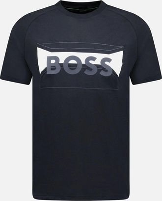 HUGO BOSS Mens Hugo Boss Cotton-Blend Regular-Fit T-Shirt With Logo Artwork Black - Size: 36