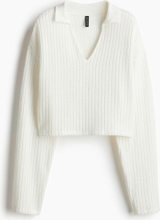 H&M Oversize-Pullover mit Zopfmuster - White