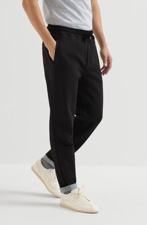 Brunello Cucinelli Cotton, cashmere and silk French terry double cloth trousers in Black at Nordstrom, Size Xxx-Large