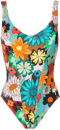 Amir Slama floral-print open back swimsuit - women - Polyimide/Elastane - GG - Multicolour