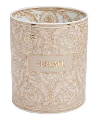 Versace Barocco kleine ronde vaas (15 cm x 18 cm) - Wit