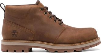 Timberland Bruine leren veterschoenen met middelhoge top - Heren - Veterlaarzen - Bruin - 41 1/2 EU - Schoenen