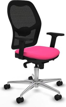 Piqueras y Crespo Piqueras Y Crespo - Jorquera Sincro Malla Negra Similpiel Rosa Brazos 2d Base Aluminio Ruedas 65mm Nailon