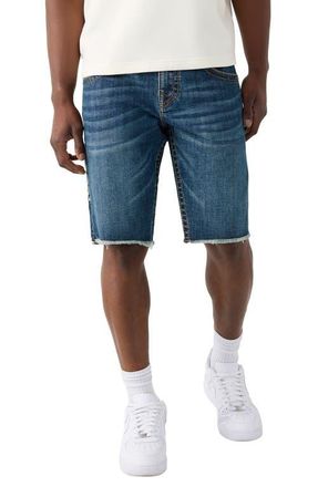 True Religion Ricky Big T Raw Hem Denim Shorts in Dark Wash at Nordstrom, Size 33