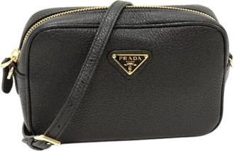 Prada Pre-owned Vitello Daino Calf 2way Shoulder Bag - Dames - Vintage Schoudertas - Zwart - ONE Size - Leer - Vintage