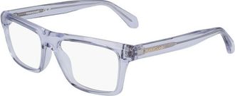 Ferragamo Eyeglasses Rectangle Full Rim, Light Crystal Grey Frame And Clear Demo Lenses Lens Sf2988050