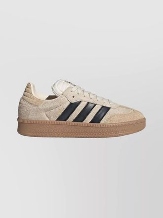 adidas suede sneakers with gum sole and stripes