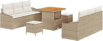 vidaXL Vidaxl - Conjunto De Sof&aacute; De Jard&iacute;n Con Coj&iacute;n 9 Pcs Beige Polirat&aacute;n