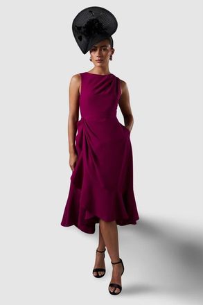 Coast Crepe Low Back Ruffle Dress in Raspberry at Nordstrom, Size 10