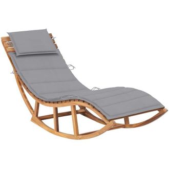 vidaXL Tumbona Mecedora Con Coj&iacute;n Madera Maciza De Teca Vidaxl