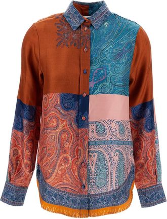 Pierre-Louis Mascia Multicolor Patchwork Silk Shirt with Classic Collar