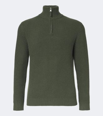 Allude Wool and cashmere half-zip sweater