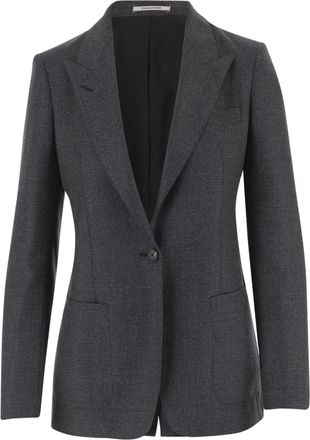 Tagliatore Grey Wool Blazer with Pointed Lapels