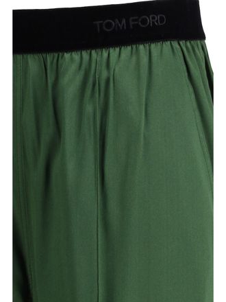 Tom Ford Womens Trousers Stretch Silk Satin Moss Green