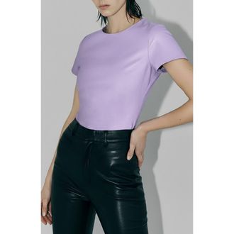 AS by DF Brando Stretch Leather Tee in Pastel Lilac at Nordstrom, Size X-Small
