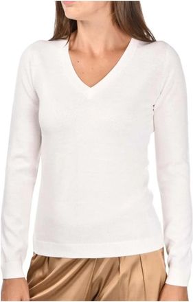 Gran Sasso Scollo V Sweater - Heren - V-hals truien - Wit - XS - Wol - Truien & Vesten
