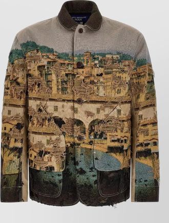 Junya Watanabe jacquard square jacket collared patch pockets
