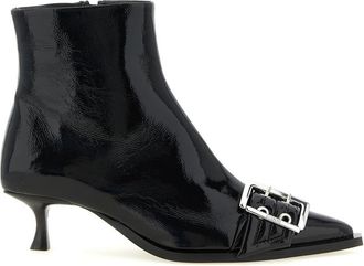 Ganni Black Solid Buckle Boots