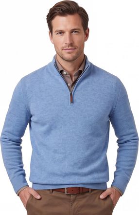 Brax Brax trui half-zip lichtblauw gem&ecirc;leerd lange mouw