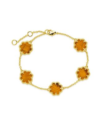 Sterling Forever 14K Plated Rose Petal Station Bracelet