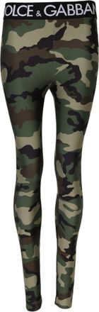 Dolce & Gabbana Multicolor Camouflage DG Waist Leggings Womens Pants