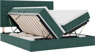 vidaXL Letto Con Contenitore Verde Scuro 200 X 200 Cm Velluto Vidaxl