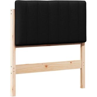 vidaXL Upholstered Headboard Brown and Black 80 cm Solid Pine Wood vidaXL
