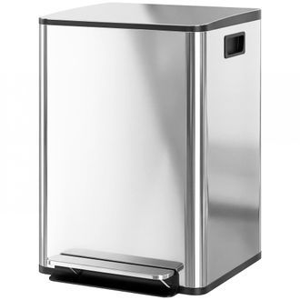 HOMCOM Homcom - Cestino Rifiuti A 2 Sezioni Da 20l In Acciaio E Pp 41.8x36.7x58 Cm