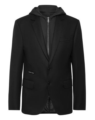 Philipp Plein Waterafstotende wollen blazer met capuchon